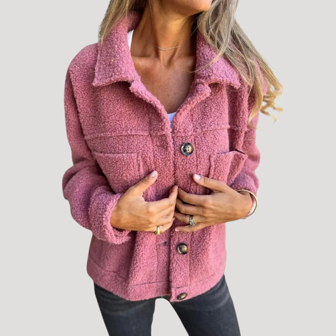 Veste polaire sherpa femme style décontracté tendance automne-hiver