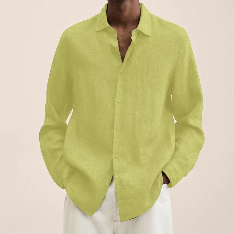 Terrence – Chemise en coton et lin décontractée pour hommes de grande taille