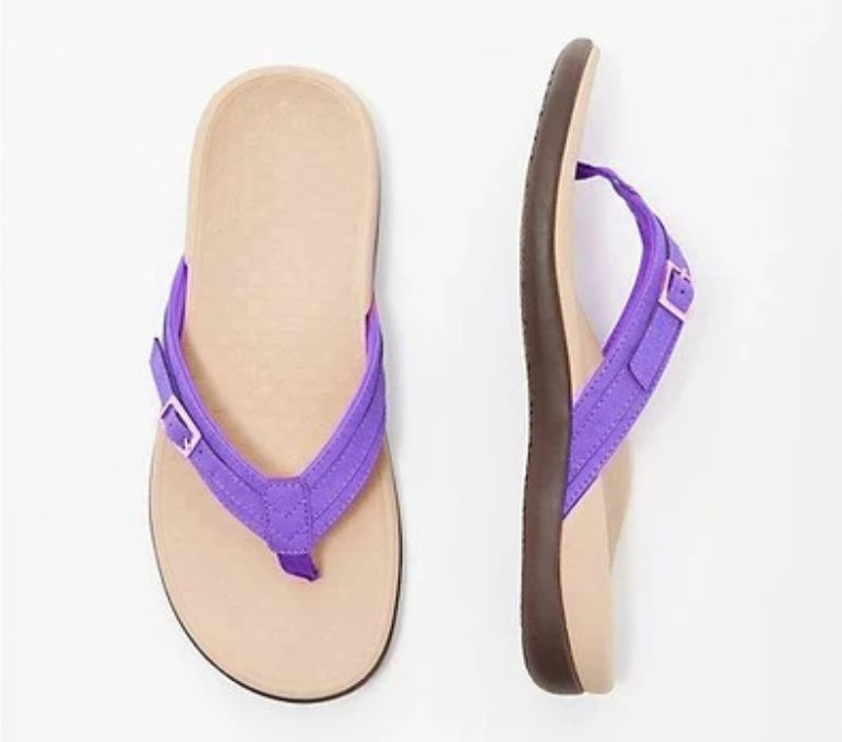 Sophia – Tongs Métal à Semelle Plate en Cuir Vegan