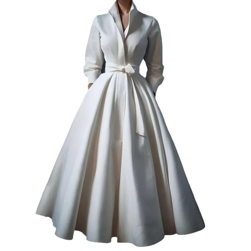 Grace – Robe Tempérament à Col Montant Simple