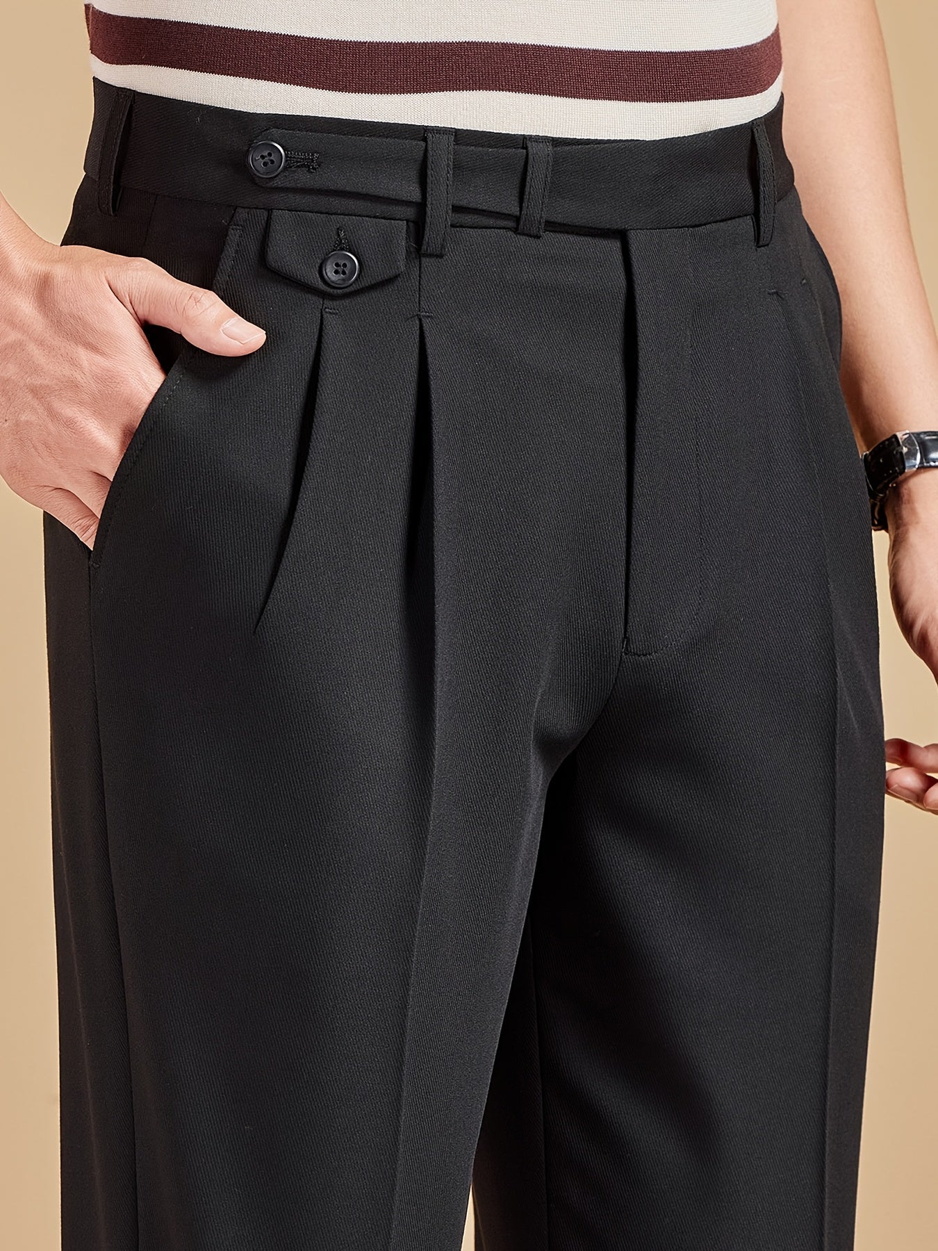 Pantaloni eleganti da uomo stile moderno con pince, taglio dritto, per uso quotidiano o ufficio