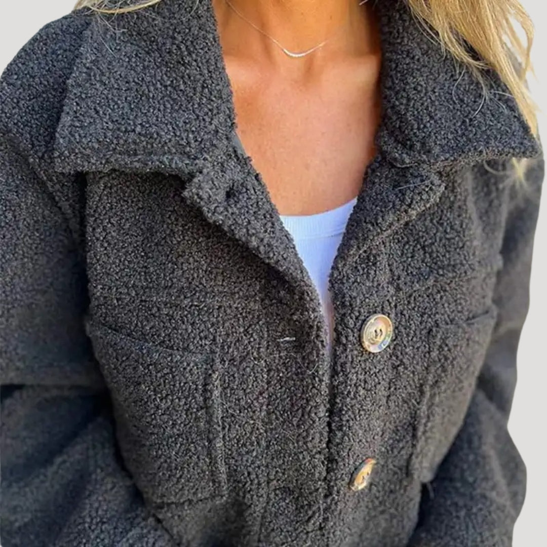 Veste polaire sherpa femme style décontracté tendance automne-hiver