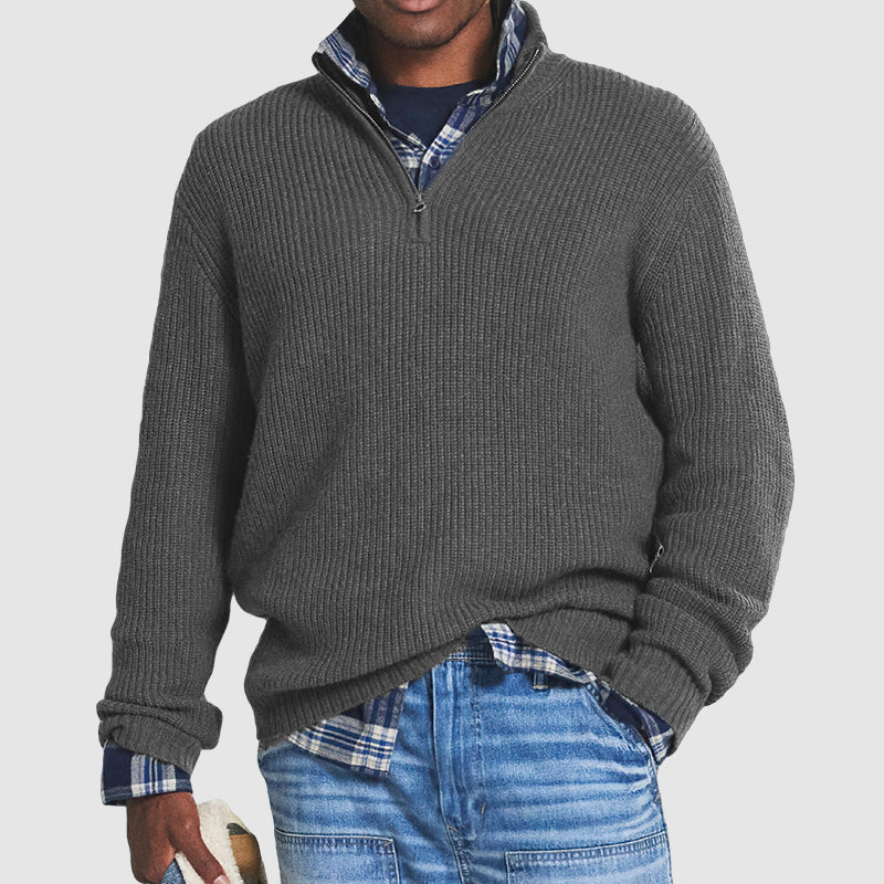 Pull zippé homme style business casual pour automne et hiver