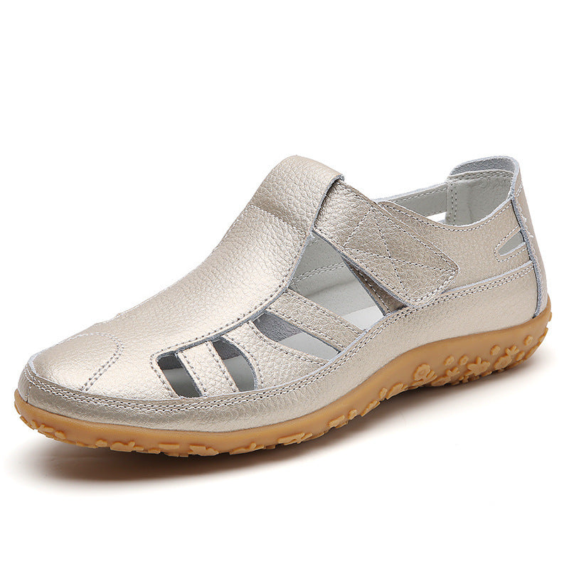 Sarah – Chaussures décontractées en cuir végan à velcro à semelle souple et rétro