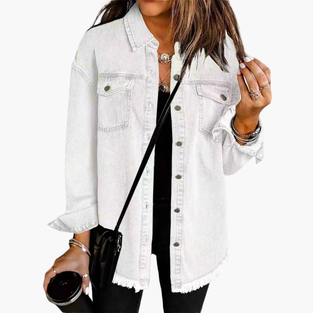 Veste en jean décontractée style urbain pour femme – Look tendance et polyvalent