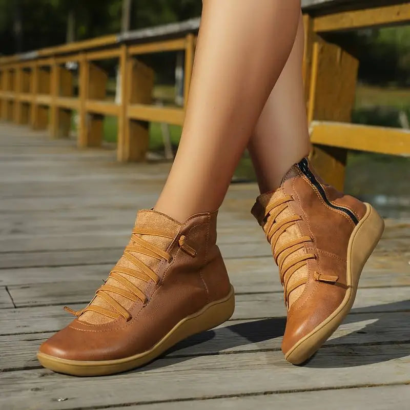Bottines femme confort style décontracté – Chaussures montantes idéales pour la marche et la saison automne-hiver