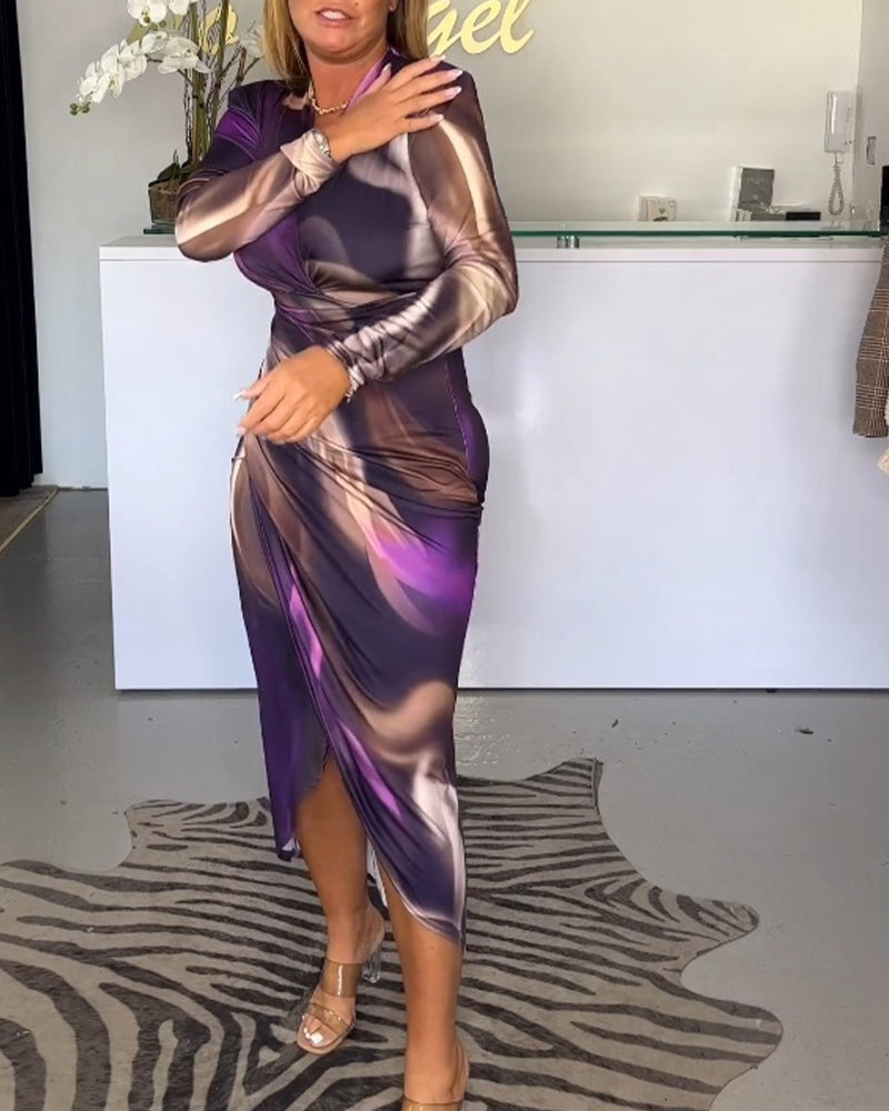 Robe avec col en V et fente
