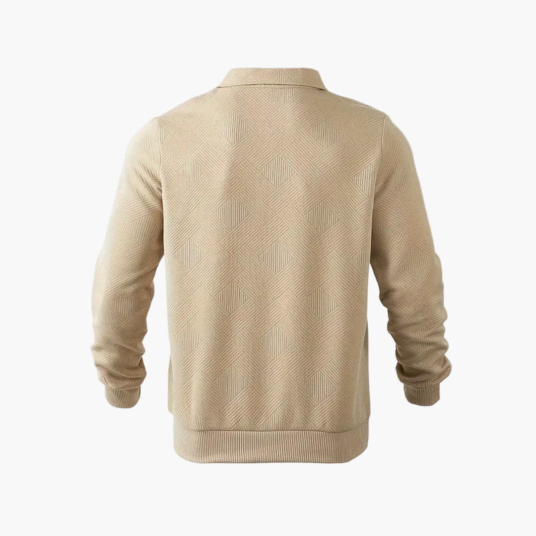 Sweat-shirt pour homme style vintage à col zippé avec motif géométrique – Élégance décontractée pour toutes occasions