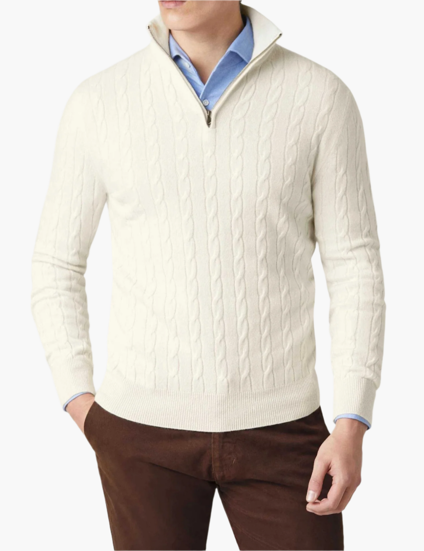 Pull zippé torsadé homme élégant style décontracté et professionnel