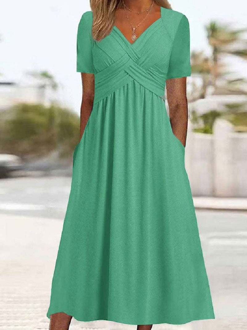 Francesca – Robe Évasée à Manches Courtes