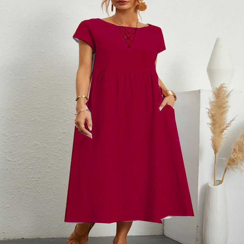 Patricia – Robe Longue Décontractée en Lin Coton avec Poches