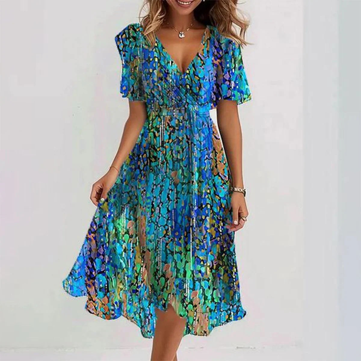 Juliet – Robe Élégante en Chiffon à Manches Courtes