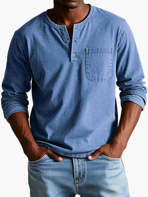 Chemise Henley à Manches Longues pour Homme – Style Décontracté et Élégant pour Toutes Occasions