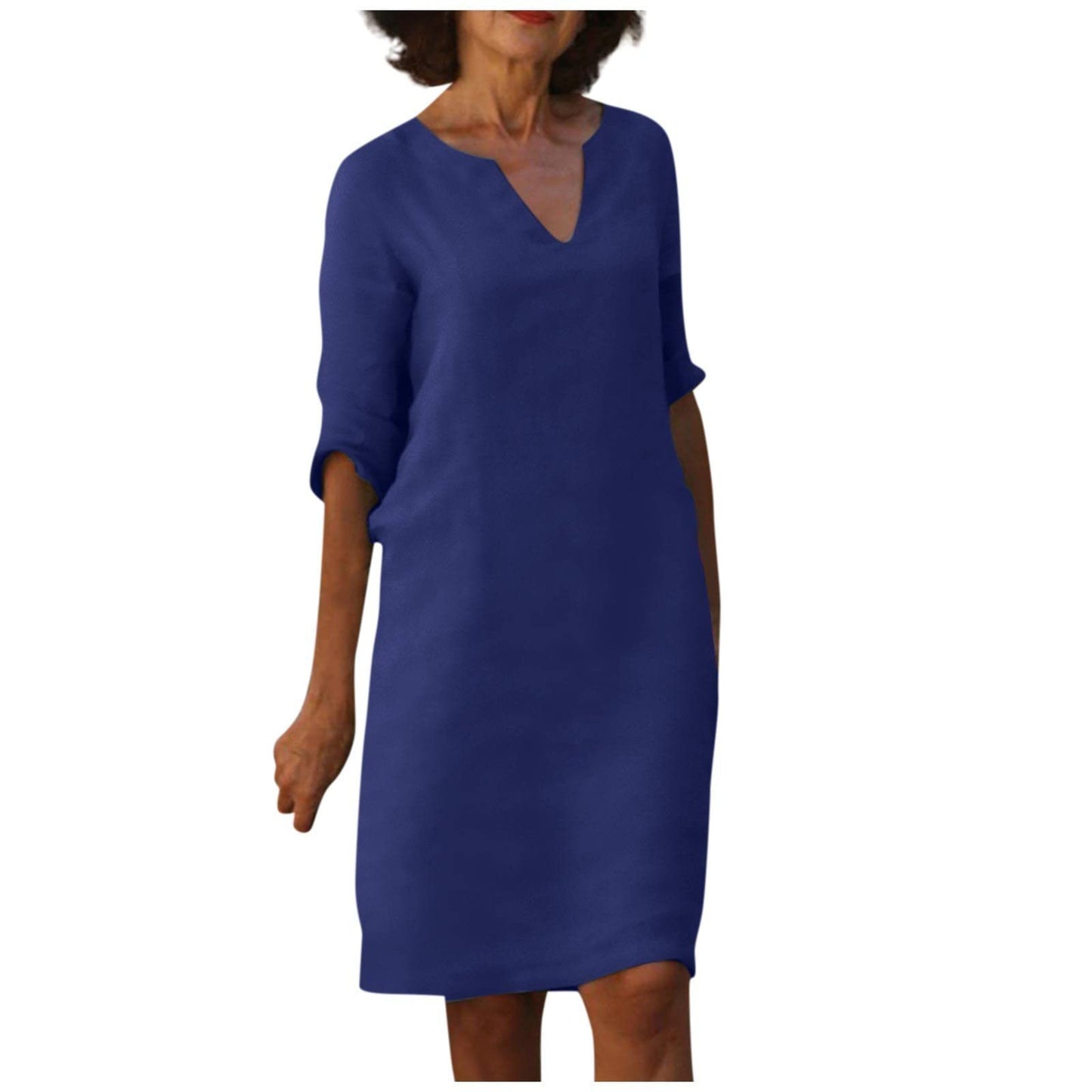 Imogen – Robe rétro en coton et lin à taille haute