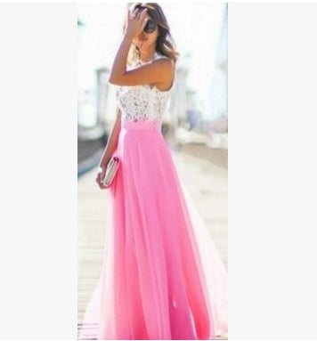 Natalie – Robe en Chiffon surlongue avec broderie