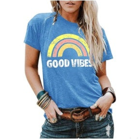 Wendy – T-shirt à manches courtes imprimé motif arc-en-ciel