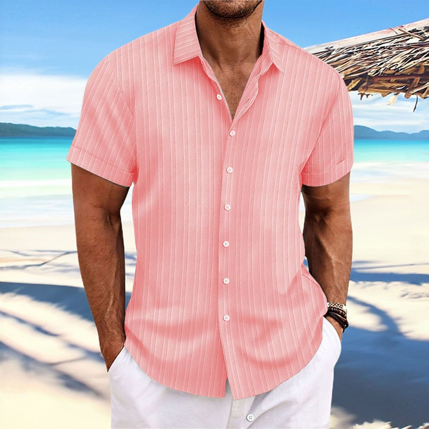 Dennis – Chemise décontractée à rayures en coton et lin