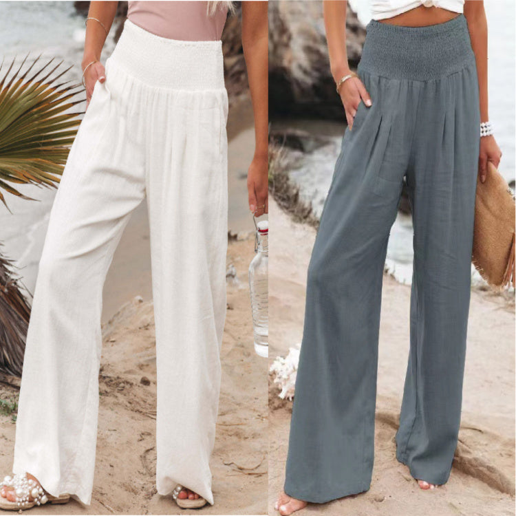 Faith – Pantalon large en coton et lin