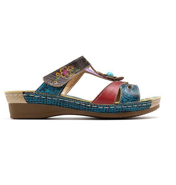 Jessica – Sandales à Talons avec Fleurs Ethniques pour Femmes