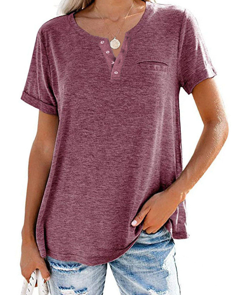 Nicole – T-shirt ample à manches courtes et col en V