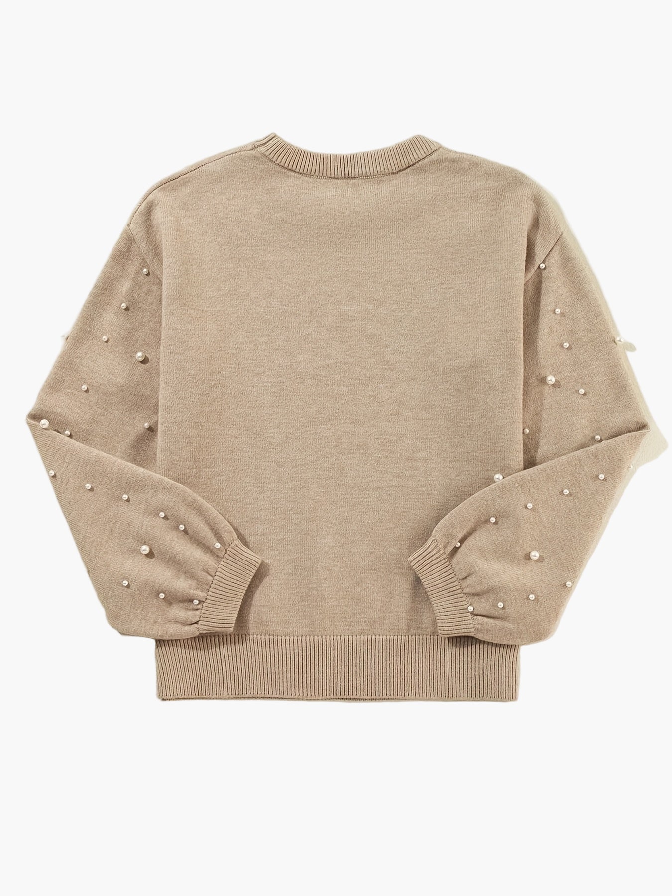 Pull femme élégant à perles style décontracté manches longues