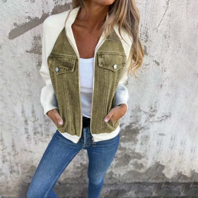 Charlotte – Veste à Capuche en Denim Patchwork pour Femmes