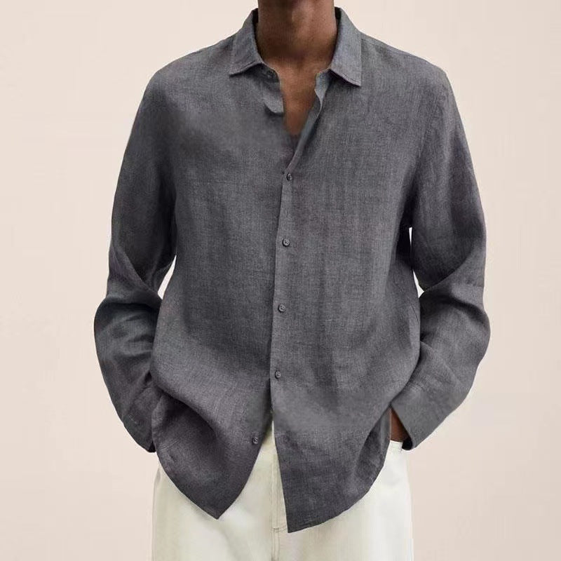 Terrence – Chemise en coton et lin décontractée pour hommes de grande taille