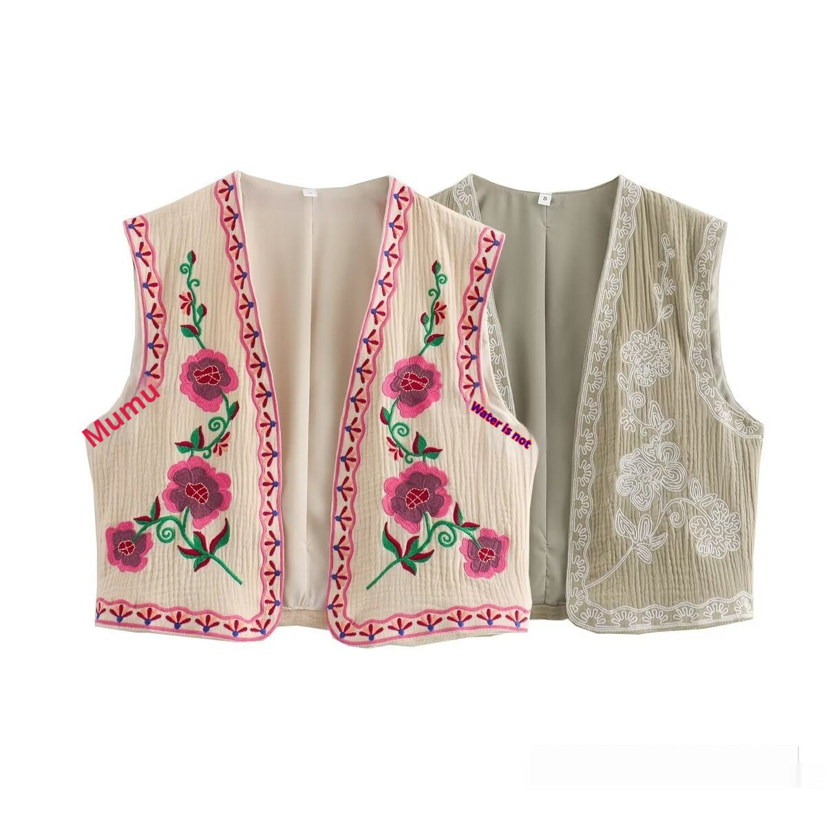 Tara – Gilet brodé bicolore décontracté à la mode