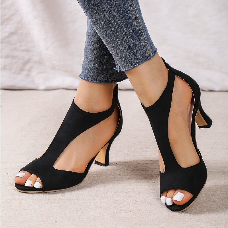 Claire – Sandales à Talons Hauts avec Fermeture Éclair et Bout Ouvert