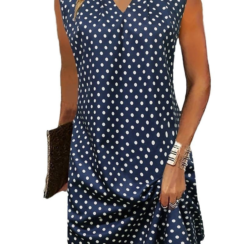 Megan – Robe avec Col en V à Pois Imprimés