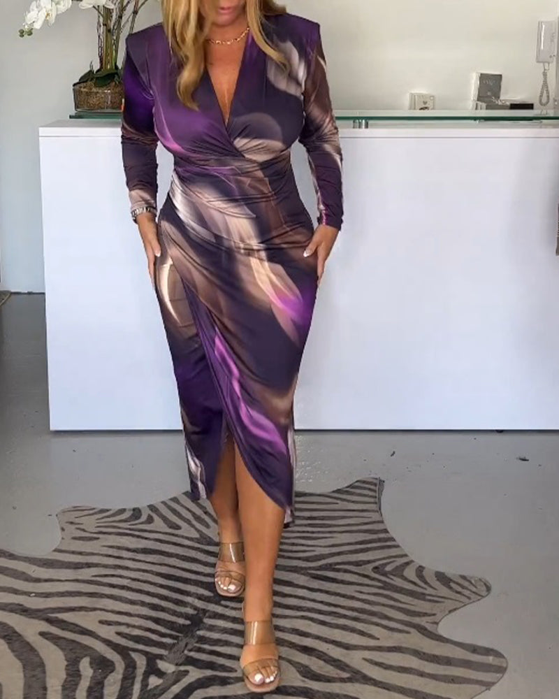 Robe avec col en V et fente