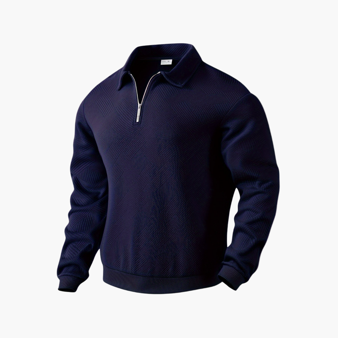Sweat-shirt pour homme style vintage à col zippé avec motif géométrique – Élégance décontractée pour toutes occasions
