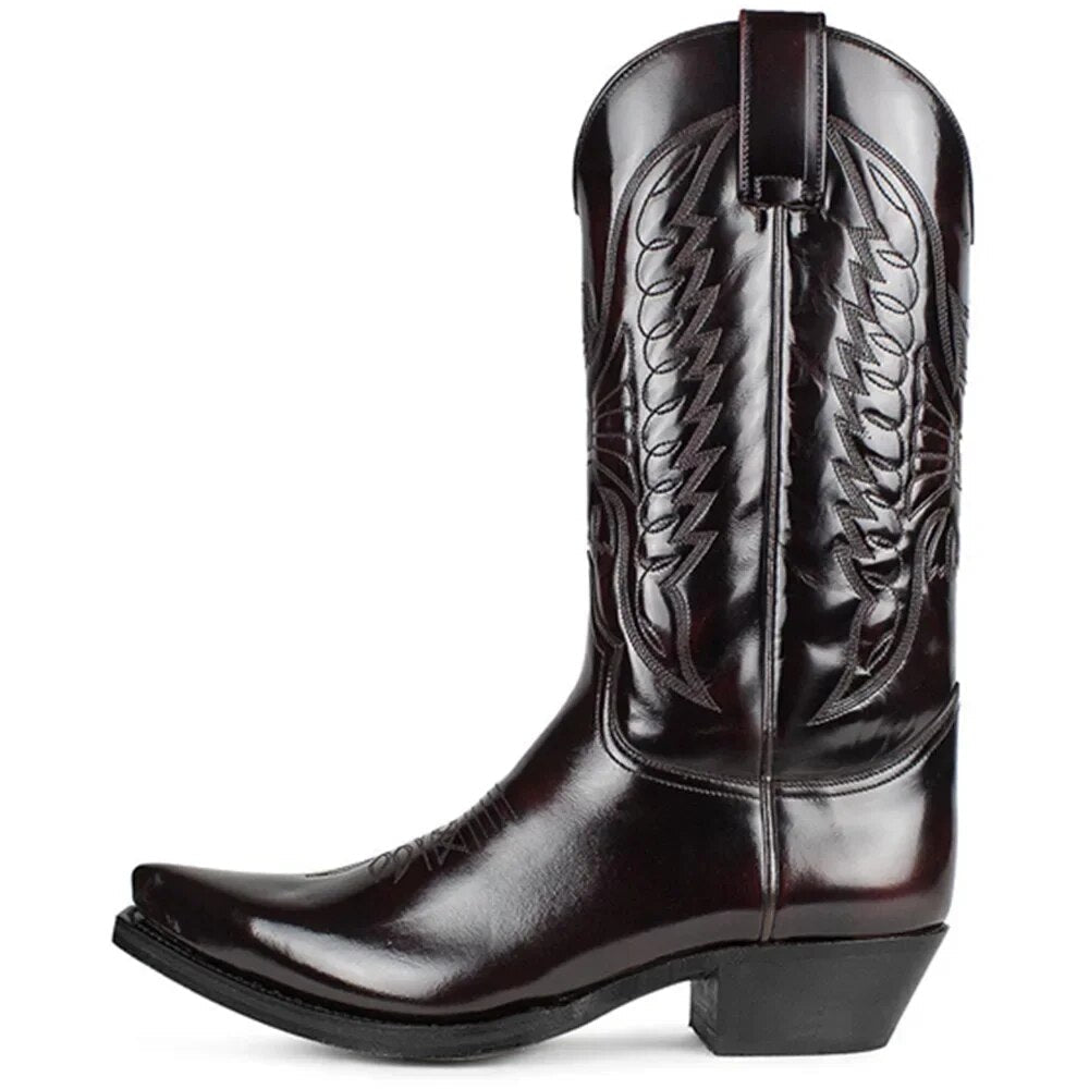 Bottes Western Femme à Bout Pointu avec Broderie pour l'Été