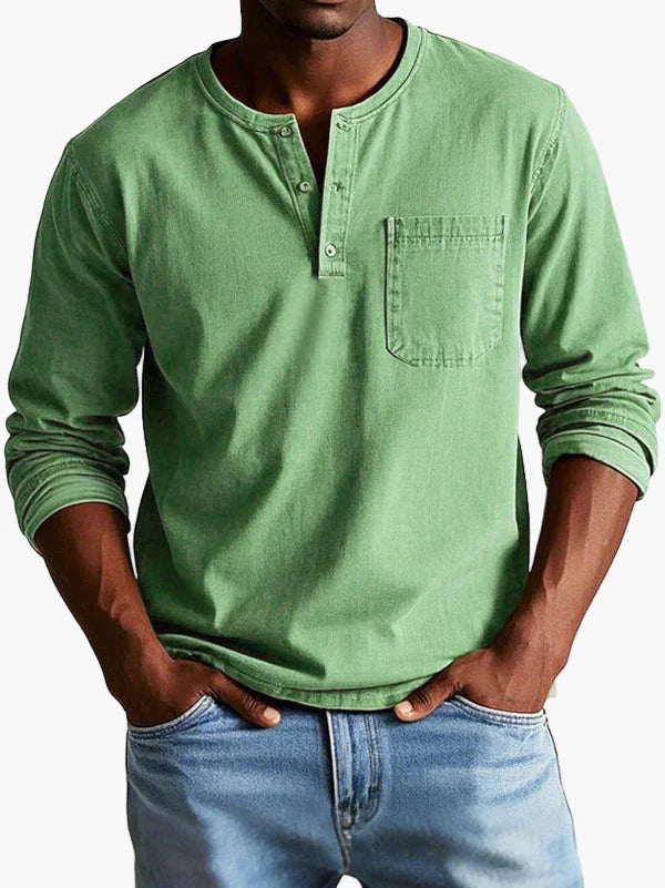 Chemise Henley à Manches Longues pour Homme – Style Décontracté et Élégant pour Toutes Occasions