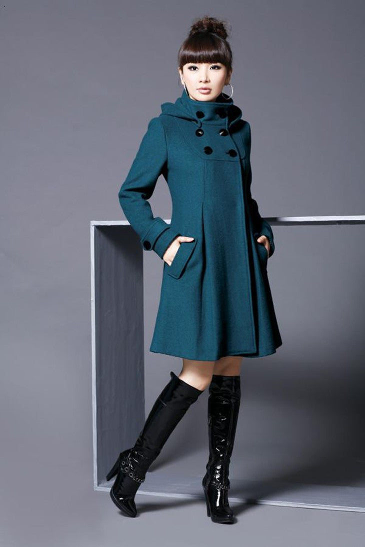 Ann – Manteau Cape à Capuche Double Boutonnage