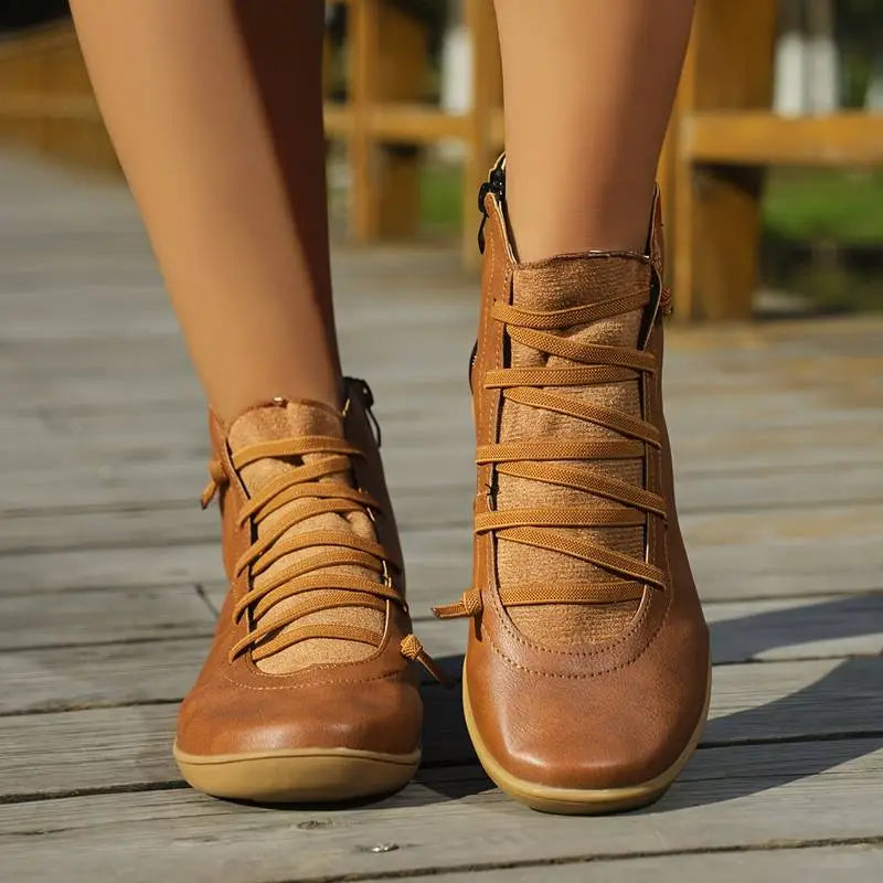 Bottines femme confort style décontracté – Chaussures montantes idéales pour la marche et la saison automne-hiver