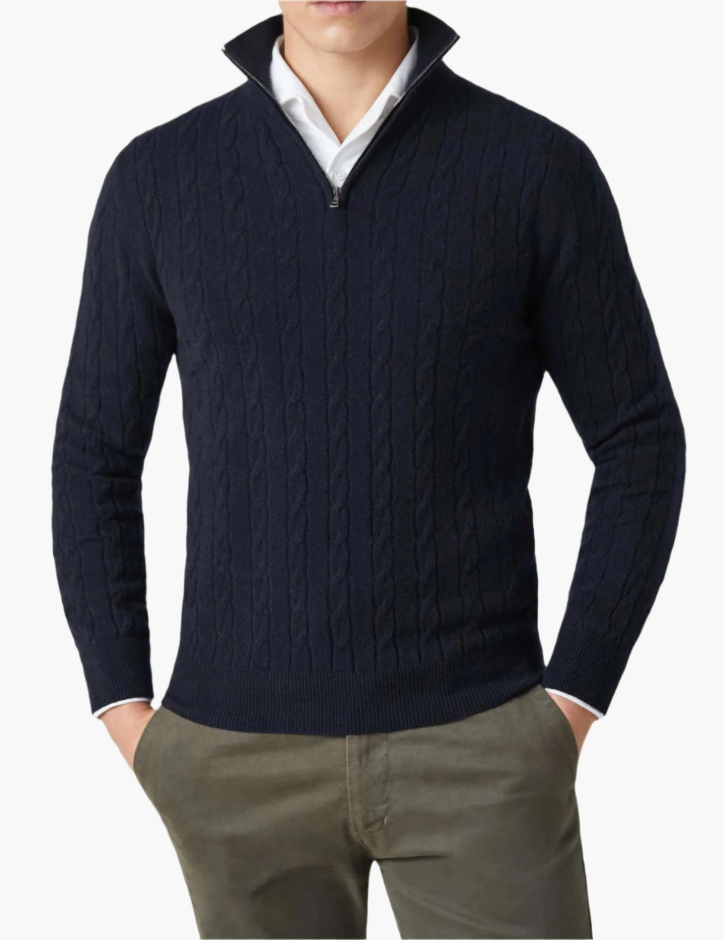 Pull zippé torsadé homme élégant style décontracté et professionnel