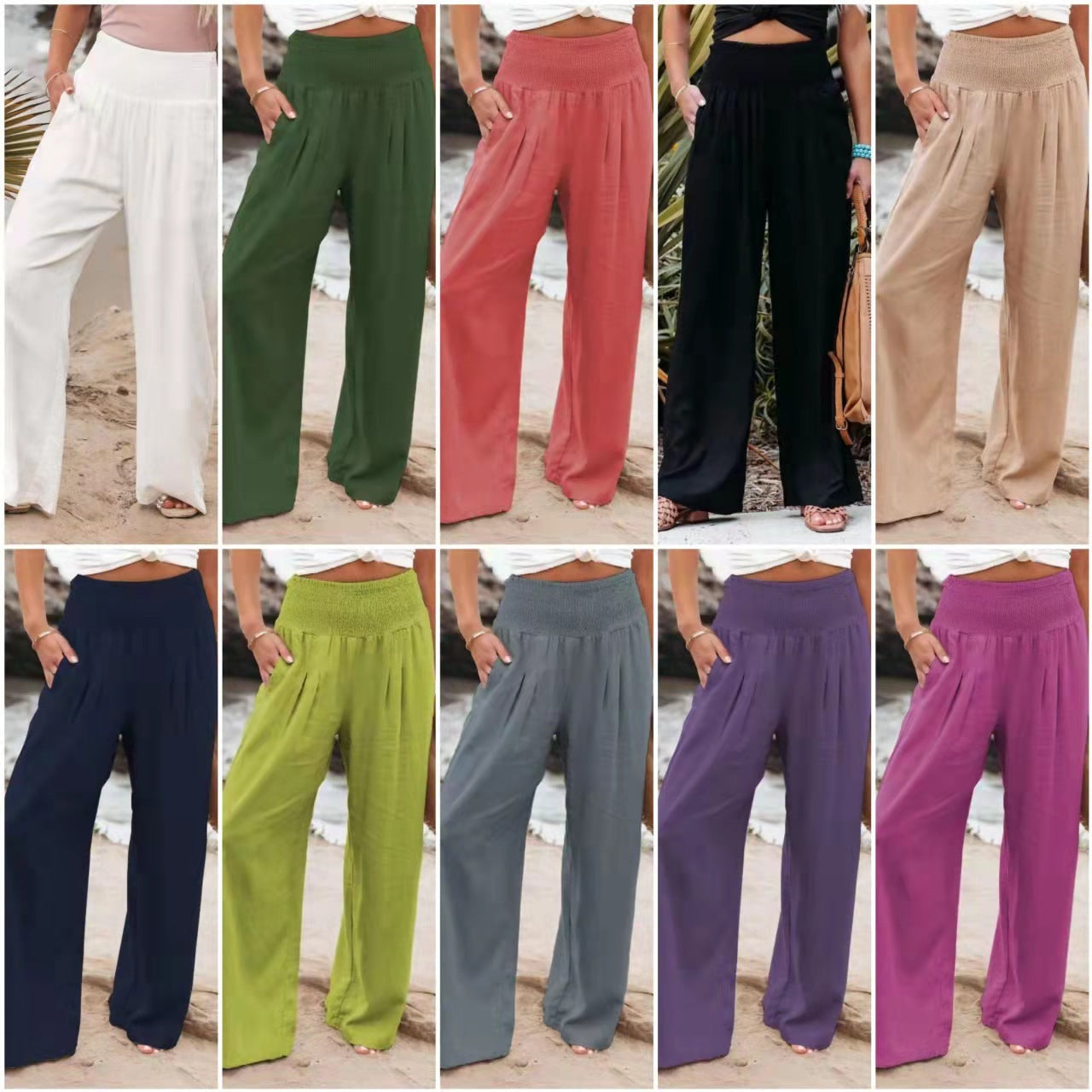 Faith – Pantalon large en coton et lin
