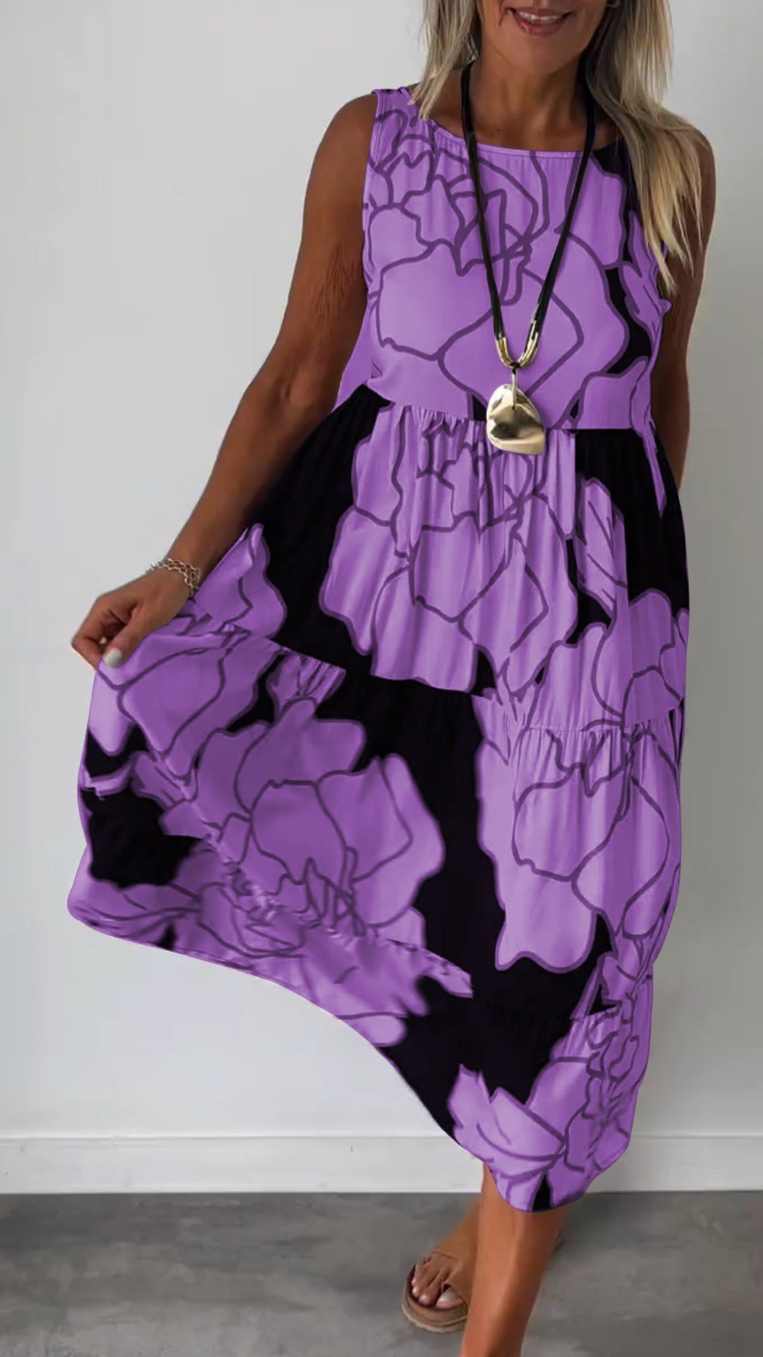 Alison – Robe sans manches à imprimé avec lacets