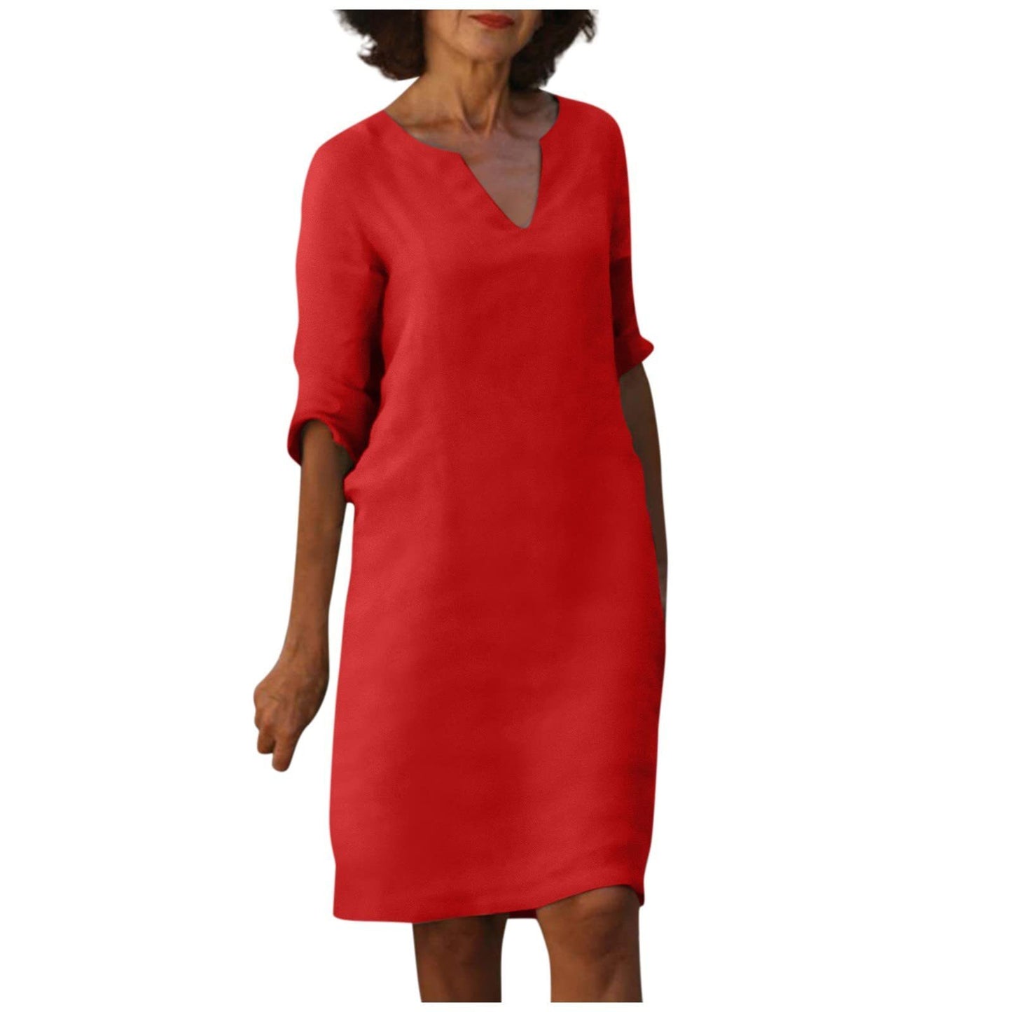 Imogen – Robe rétro en coton et lin à taille haute