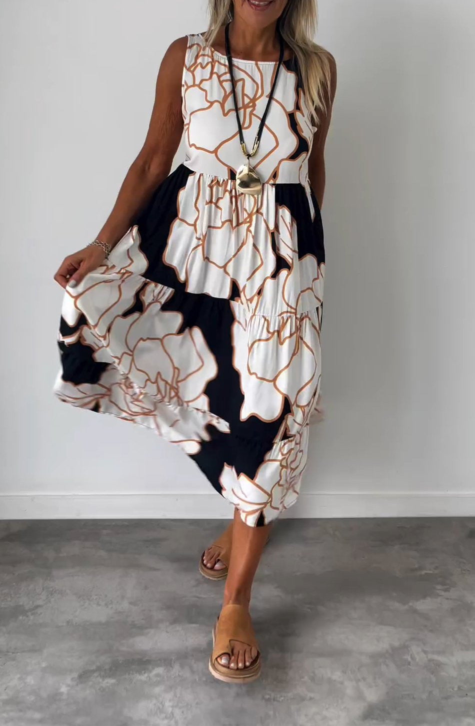 Alison – Robe sans manches à imprimé avec lacets