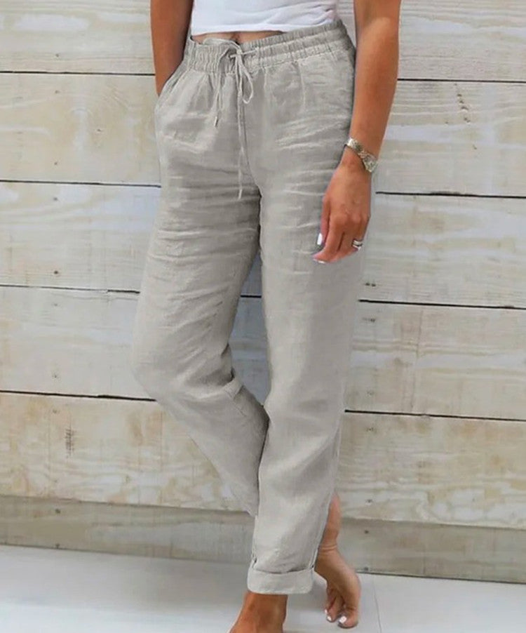 Jenny – Pantalon Décontracté en Coton et Taille Haute