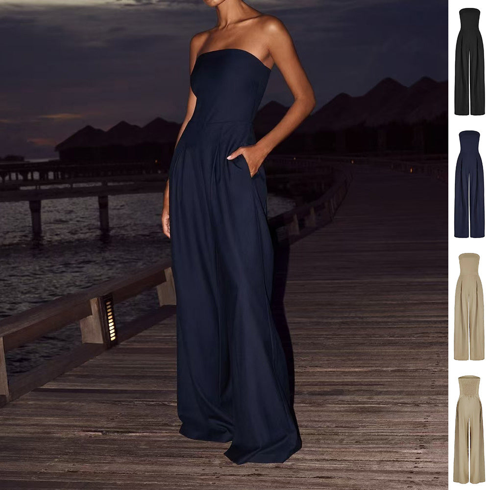 Victoria – Combinaison Bustier Sans Dos à Jambes Larges