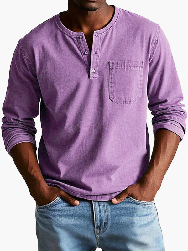 Chemise Henley à Manches Longues pour Homme – Style Décontracté et Élégant pour Toutes Occasions