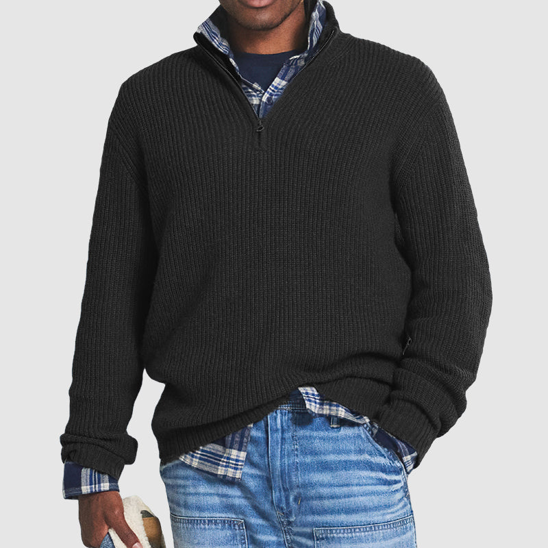 Pull zippé homme style business casual pour automne et hiver