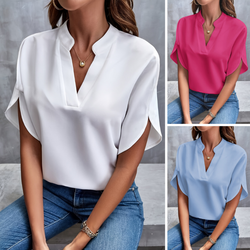 Elegante losse damesblouse met korte mouwen voor de zomer