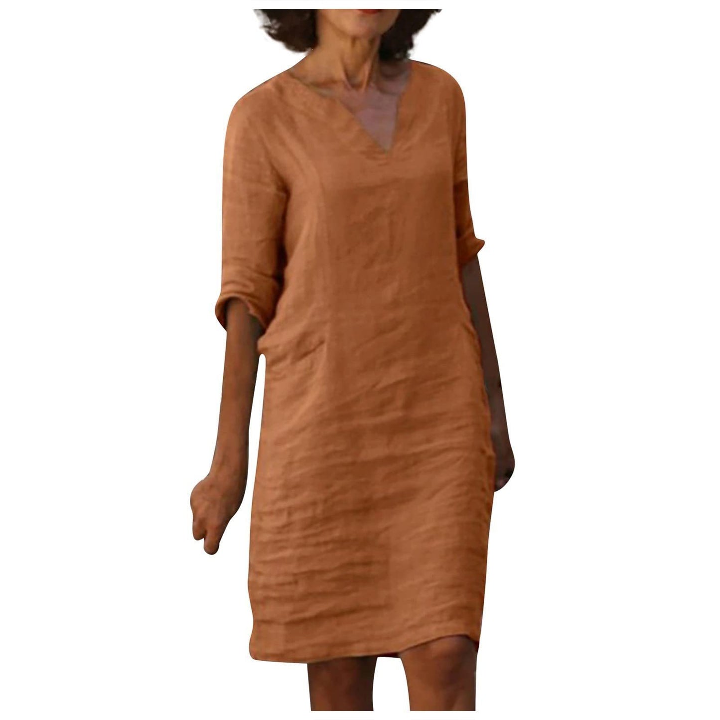 Imogen – Robe rétro en coton et lin à taille haute