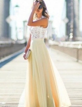 Natalie – Robe en Chiffon surlongue avec broderie