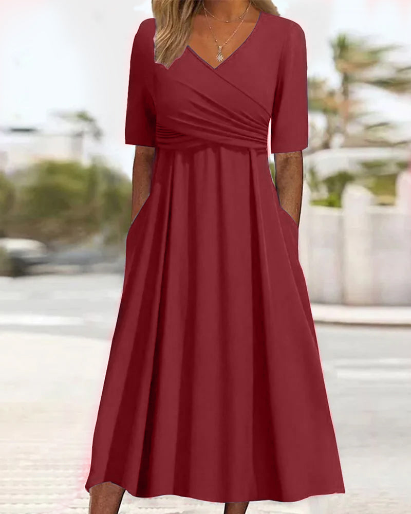 Robe Croisée à Manches Courtes