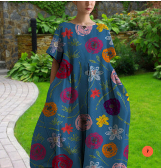 Sue – Robe de Mode Décontractée avec Impression 3D en Tissu Coton